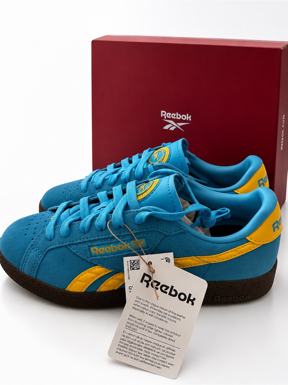 New with Tag! Anthropologie $100 Reebok Club C Tennis Sneakers in Blue & Yellow